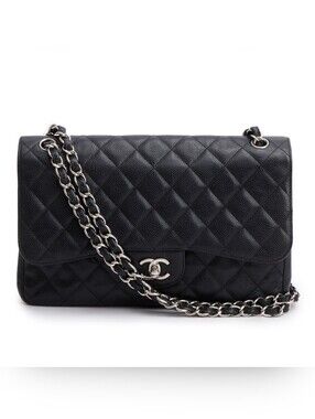 Chanel - Authentic Classic Flap Bag in Black with Silver Hardware